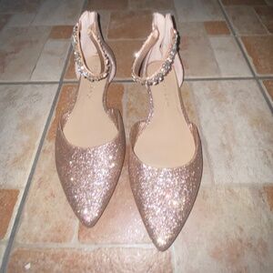 Rose gold, glittery sandals